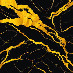 A vibrant 2D illustration of black marble featuring striking gold patterns elegantly intertwined throughout the surface