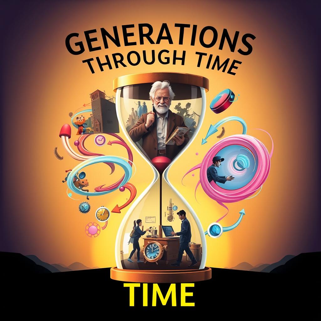 A visually striking poster illustrating the concept of generations and time travel