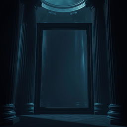 A stunning photograph of a frame set against a backdrop of majestic, dark-themed pillars
