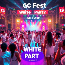 A vibrant digital artwork promoting the GC Fest concert, themed 'White Party'