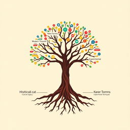 An infographic-style illustration featuring a central tree symbol