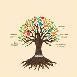 An infographic-style illustration featuring a central tree symbol