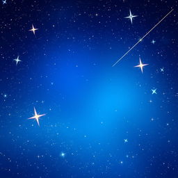 A vibrant digital art depiction of a starry night sky, showcasing a deep indigo hue blending into lighter shades of blue, dotted with twinkling stars of various sizes