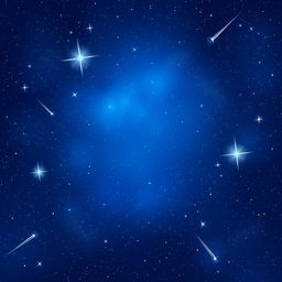 A vibrant digital art depiction of a starry night sky, showcasing a deep indigo hue blending into lighter shades of blue, dotted with twinkling stars of various sizes