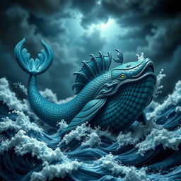 A beautifully detailed miniature of Leviathan, showcasing the mythical sea creature with immense detail