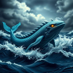 A beautifully detailed miniature of Leviathan, showcasing the mythical sea creature with immense detail