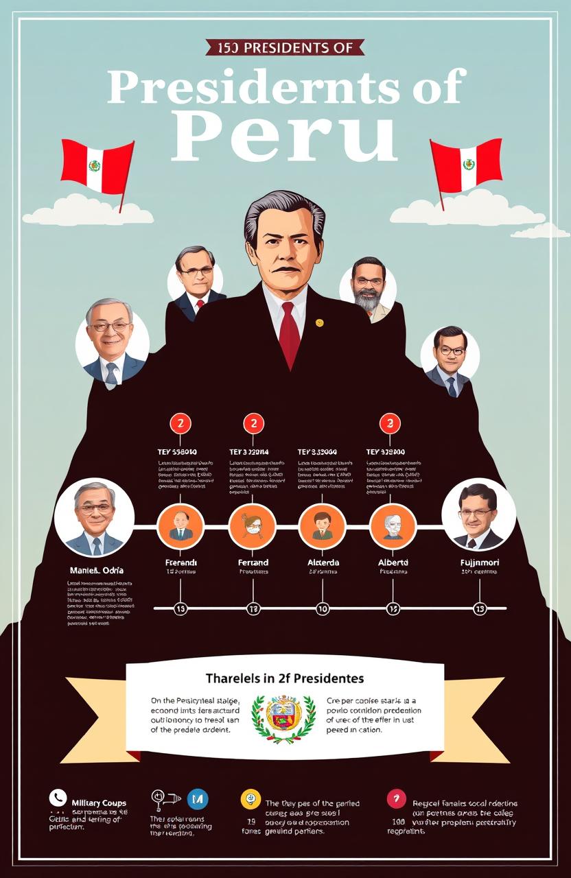 An informative and engaging infographic design that summarizes the presidents of Peru in the 20th century