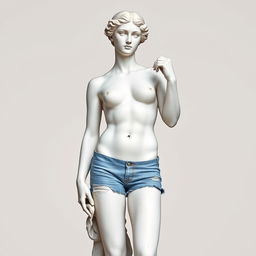 A modern interpretation of the Venus de Milo statue, featuring a white marble figure with classic sophistication