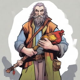 An expertly crafted comic illustration of a homeless bard from a fantasy DND setting