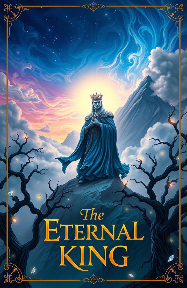 An imaginative cover design for a fantasy novel titled 'The Eternal King'