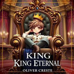 A whimsical cover design for a fantasy novel titled 'The King Eternal'