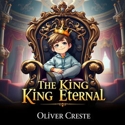 A whimsical cover design for a fantasy novel titled 'The King Eternal'