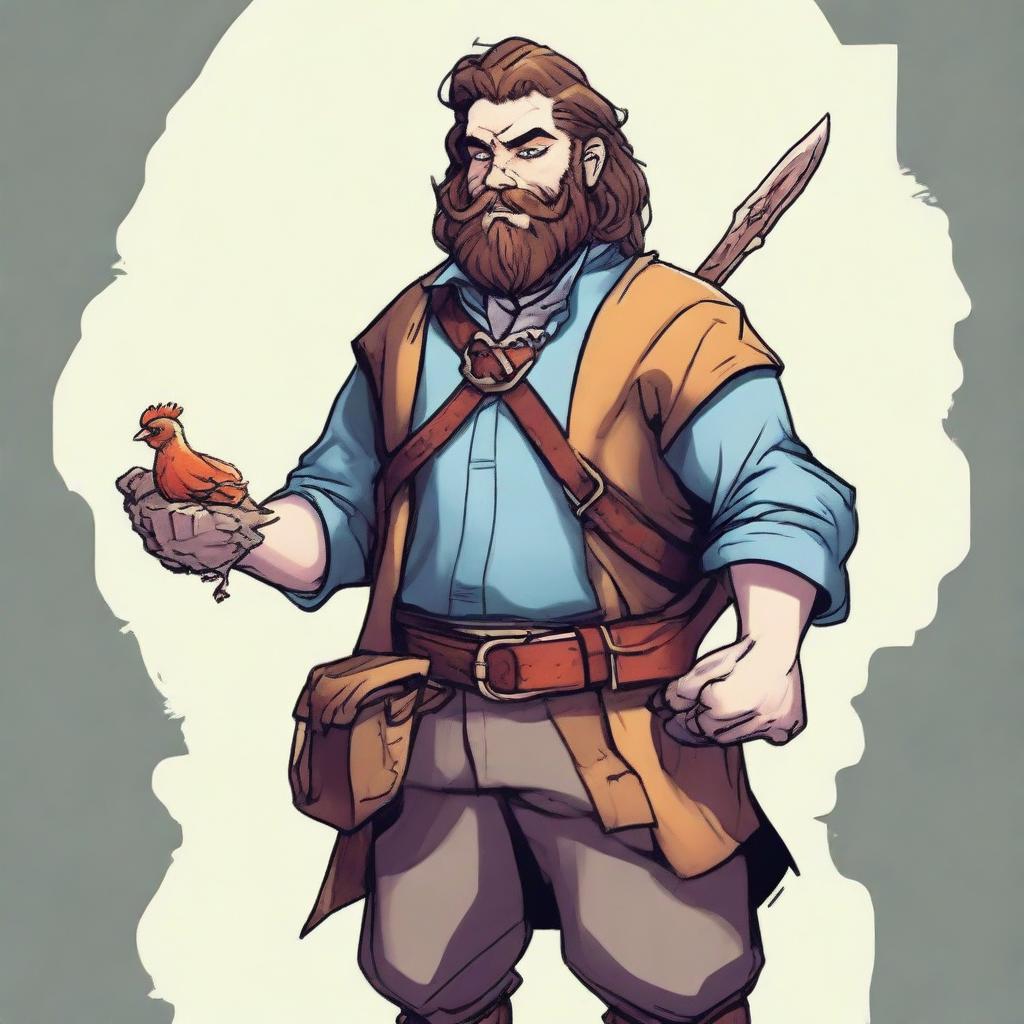 This is a top-notch comic illustration of a pale, homeless bard-warrior from a fantasy DND world