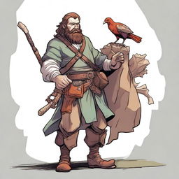 This is a top-notch comic illustration of a pale, homeless bard-warrior from a fantasy DND world