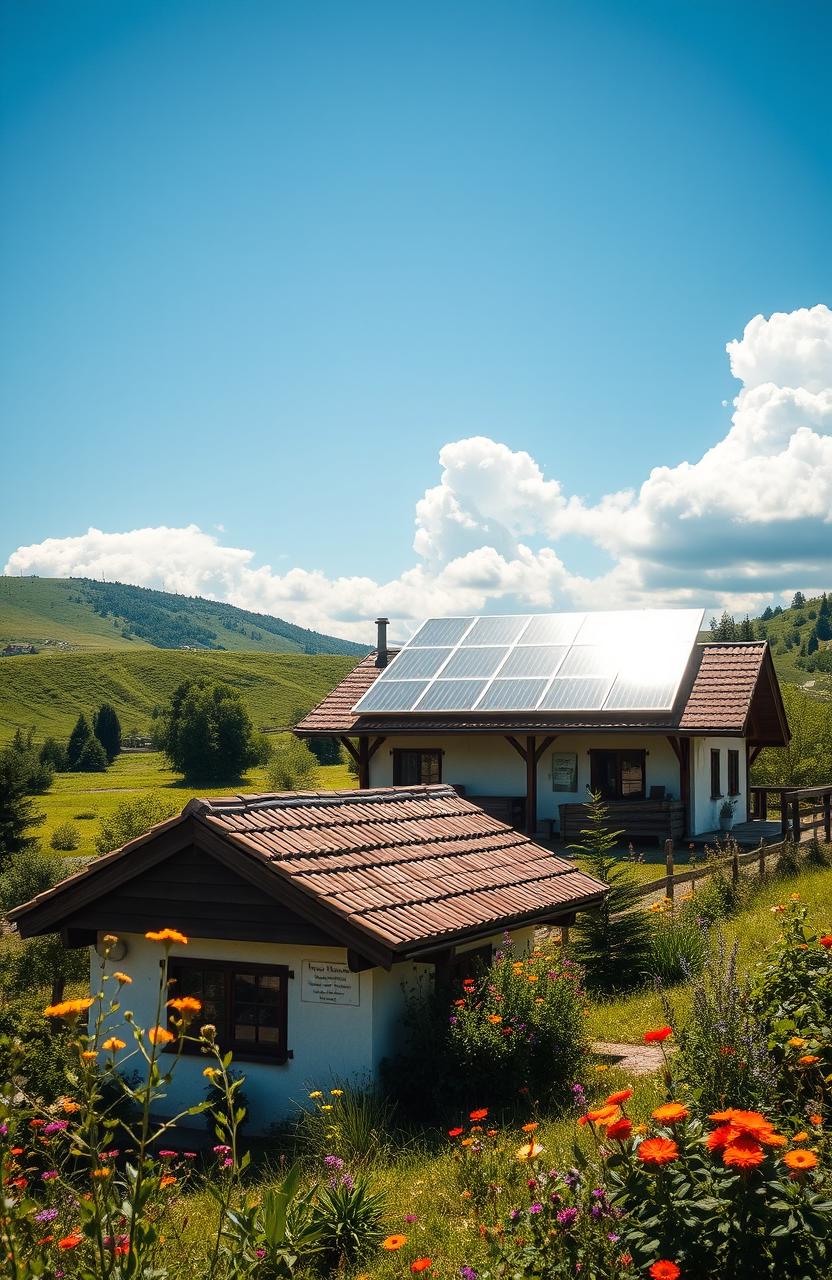 A picturesque landscape showcasing a DIY solar installation in Bulgaria