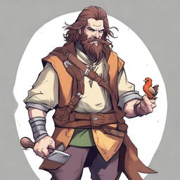 This is a top-notch comic illustration of a pale, homeless bard-warrior from a fantasy DND world