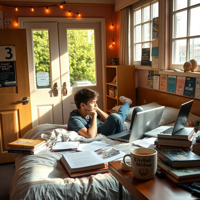 A cozy hostel room with large windows letting in sunlight, room number 3 visible on the door