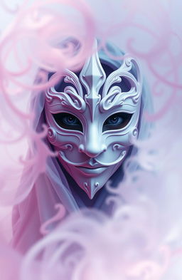A visually stunning representation titled 'Behind the Mask', featuring an abstract design that blends pastel colors seamlessly