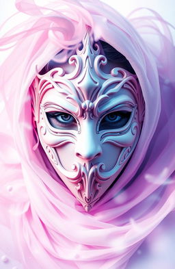 A visually stunning representation titled 'Behind the Mask', featuring an abstract design that blends pastel colors seamlessly