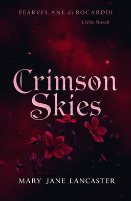 A dark and atmospheric book cover design for a novel titled "Crimson Skies" with the subtitle "L'evocatrice di ricordi" by author "Mary Jane Lancaster"