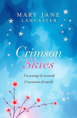 A book cover design featuring a beautiful abstract background in varying shades of blue, embodying a mystical and romantic atmosphere