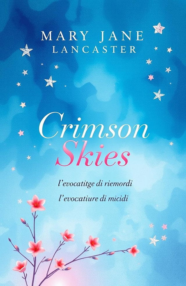 A book cover design featuring a beautiful abstract background in varying shades of blue, embodying a mystical and romantic atmosphere