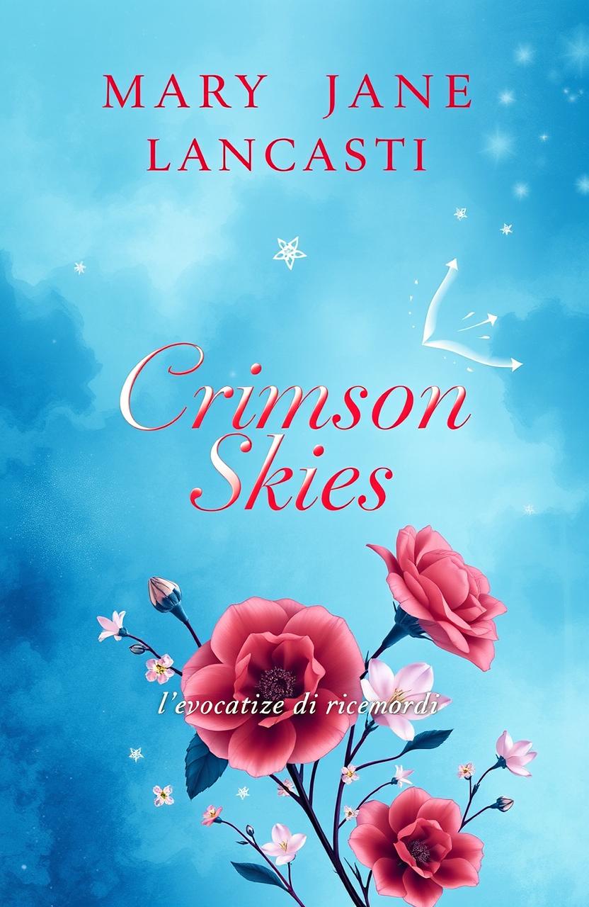 A book cover design featuring a beautiful abstract background in varying shades of blue, embodying a mystical and romantic atmosphere