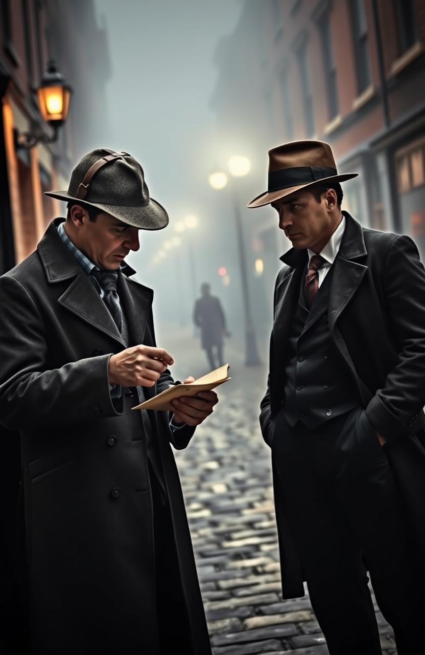 A dramatic scene featuring Sherlock Holmes and Dr