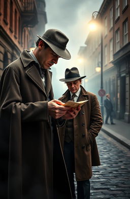 A dramatic scene featuring Sherlock Holmes and Dr