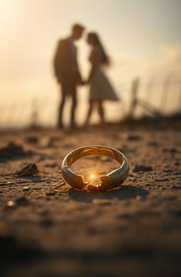 A symbolic representation of a marriage that appears lifeless and broken, yet is being rejuvenated and transformed by the radiant light of gold