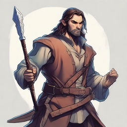 This is a high-quality illustration of a fantasy Dungeons & Dragons bard character, who is also a fighter