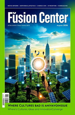 A visually striking cover design for a magazine titled 'Fusion Center'
