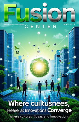 A visually striking cover design for a magazine titled 'Fusion Center'