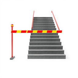 A visually striking image depicting a step of stairs that is interrupted by a roadblock