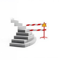 A visually striking image depicting a step of stairs that is interrupted by a roadblock