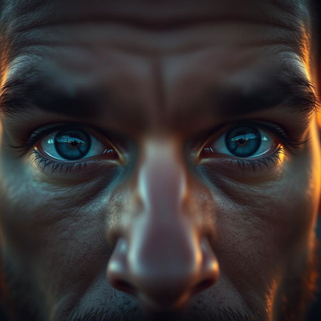 A close-up of a man's eyes, capturing a deep emotional expression