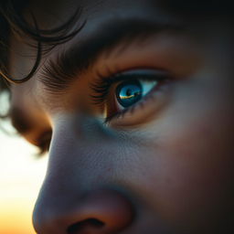 A close-up of a man's eyes, capturing a deep emotional expression