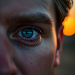 A close-up of a man's eyes, capturing a deep emotional expression