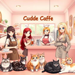 A warm and inviting scene inside the Cuddle Coffee cafe, which features a cozy atmosphere for abandoned cats