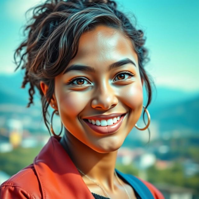 A beautifully edited portrait of an attractive person, showcasing a vibrant background, glowing skin, and perfect lighting that emphasizes their features