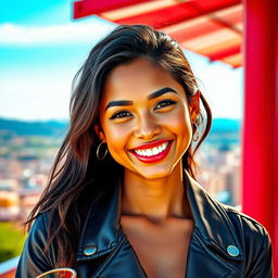 A beautifully edited portrait of an attractive person, showcasing a vibrant background, glowing skin, and perfect lighting that emphasizes their features