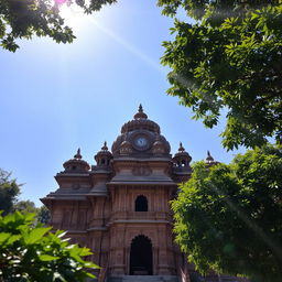 A stunning view of the historical structure known as '11 Pirs Mandir', featuring traditional architecture with intricate carvings and designs, surrounded by a serene environment that highlights its cultural significance