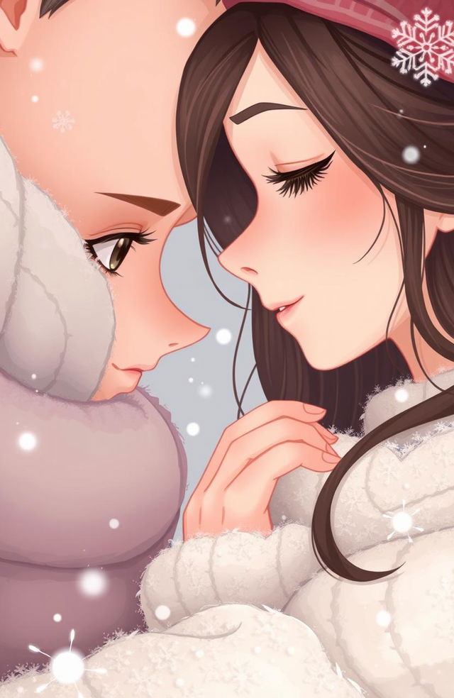 A digital illustration with a romantic and stylized touch, reminiscent of typical animation or contemporary illustrations