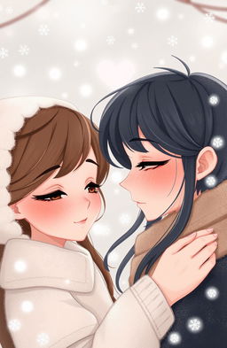A digital illustration with a romantic and stylized touch, reminiscent of typical animation or contemporary illustrations
