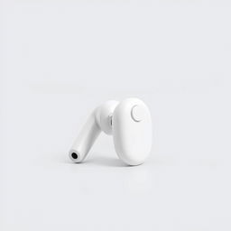 Small wireless headphones in a minimalist design, featuring a sleek white color with a smooth finish