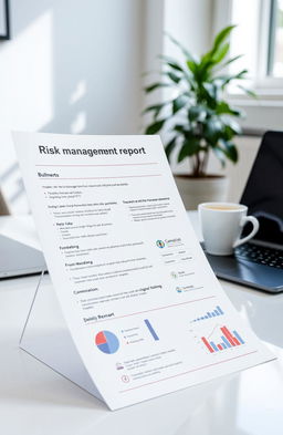 A professional report titled 'Risk Management Officer Report' displayed on a modern office desk