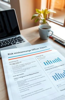 A professional report titled 'Risk Management Officer Report' displayed on a modern office desk