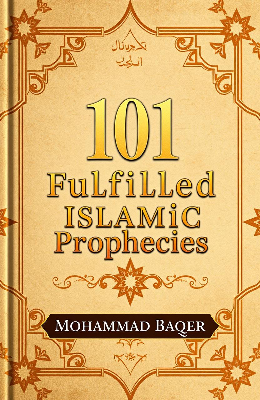 A book cover for a non-fiction religious and historical book titled '101 Fulfilled Islamic Prophecies' by Mohammad Baqer