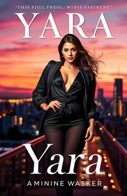 A book cover featuring Yara as the main character, inspired by a glamorous woman in a stylish pose