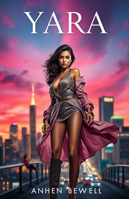 A book cover featuring Yara as the main character, inspired by a glamorous woman in a stylish pose